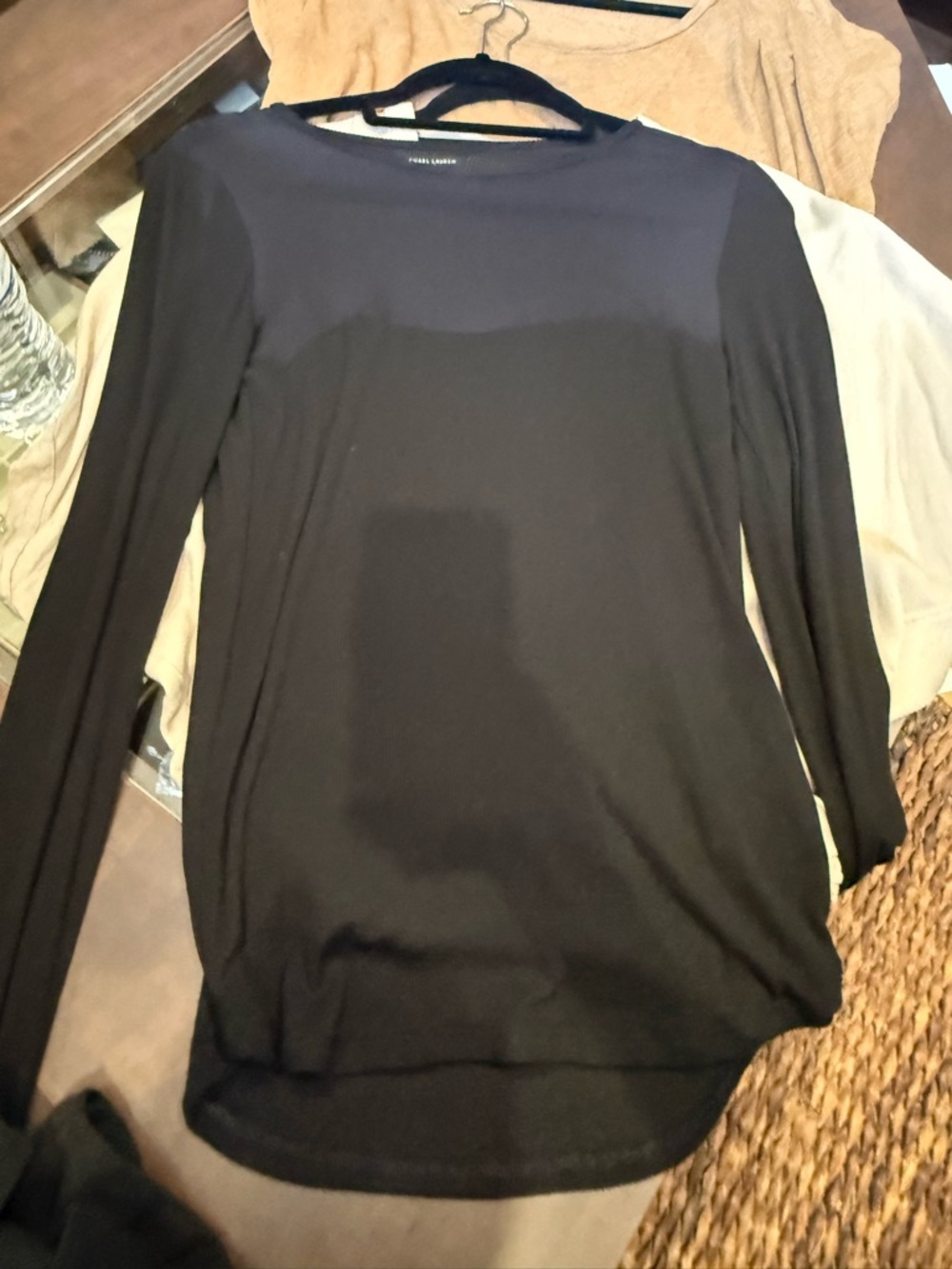 Michael Lauren size medium, long sleeve black T-shirt with mesh detail
